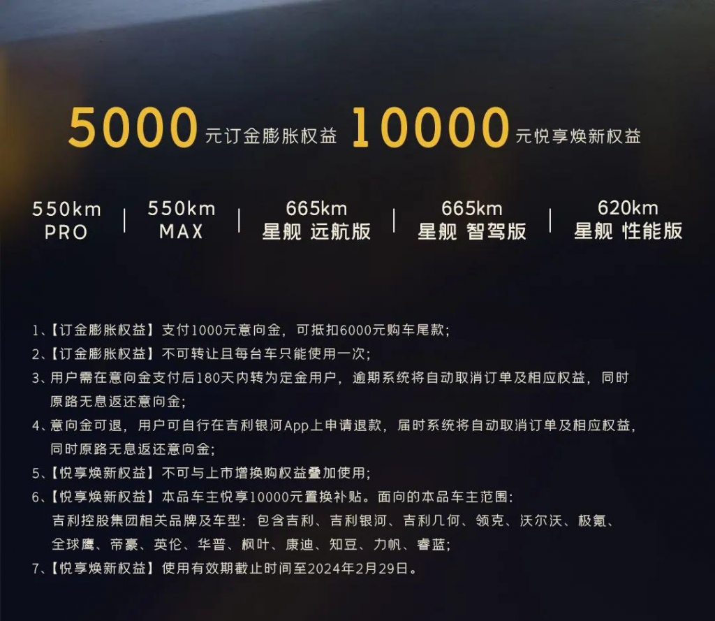 吉利银河 E8 车型预售